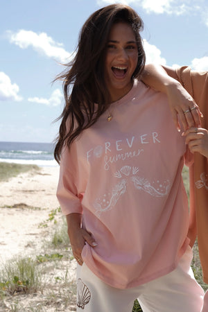 Forever Summer Oversized Tee - Pink