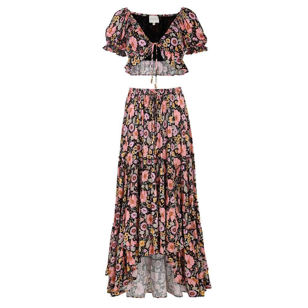 Postcards from Paradise Crop - Black floral