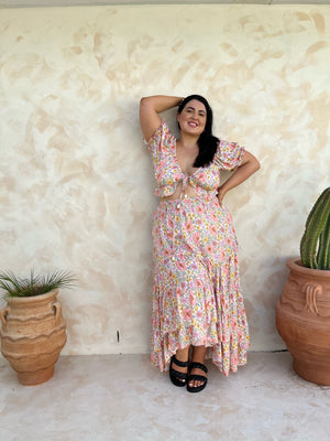 Postcards from Paradise Crop - White floral