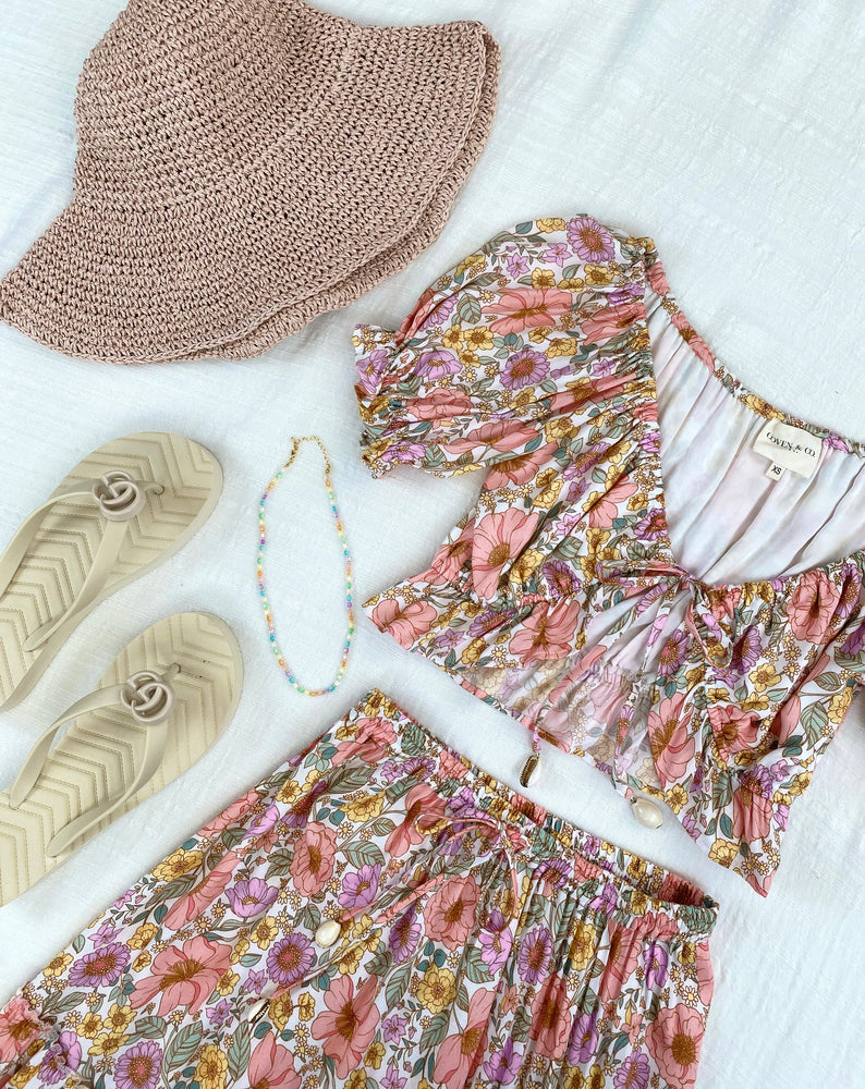 Postcards from Paradise Crop - White floral